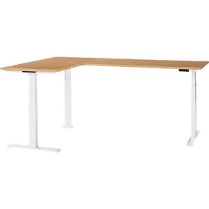 Schäfer Shop Genius Winkelschreibtisch Modena Flex, elektrisch höhenverstellbar, 90° Winkel beidseitig, B 2000 x T 2000 mm, Buche/weiß Schäfer Shop Genius Winkelschreibtisch Modena Flex, elektrisch höhenverstellbar, 90° Winkel beidseitig, B 2000 x T 2000 mm, Buche/weiß