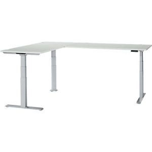 Schäfer Shop Genius Winkelschreibtisch Modena Flex, elektrisch höhenverstellbar, 90° Winkel beidseitig, B 2000 x T 2400 mm, lichtgrau/weißaluminium Schäfer Shop Genius Winkelschreibtisch Modena Flex, elektrisch höhenverstellbar, 90° Winkel beidseitig, B 2000 x T 2400 mm, lichtgrau/weißaluminium