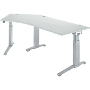 Schäfer Shop Genius Winkelschreibtisch PLANOVA ERGOSTYLE, elektrisch höhenverstellbar, 135° Winkel links, C-Fuß, B 2165 mm, lichtgrau/weißalu Schäfer Shop Genius Winkelschreibtisch PLANOVA ERGOSTYLE, elektrisch höhenverstellbar, 135° Winkel links, C-Fuß, B 2165 mm, lichtgrau/weißalu