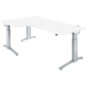 Schäfer Shop Genius Winkelschreibtisch PLANOVA ERGOSTYLE, elektrisch höhenverstellbar, 90° Winkel links, C-Fuß, B 2000 mm, weiß/weißalu Schäfer Shop Genius Winkelschreibtisch PLANOVA ERGOSTYLE, elektrisch höhenverstellbar, 90° Winkel links, C-Fuß, B 2000 mm, weiß/weißalu