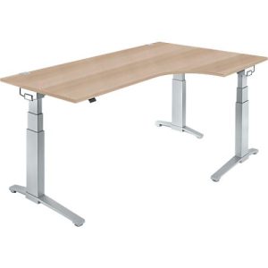 Schäfer Shop Genius Winkelschreibtisch PLANOVA ERGOSTYLE, elektrisch höhenverstellbar, 90° Winkel rechts, C-Fuß, B 2000 mm, Eiche/weißalu Schäfer Shop Genius Winkelschreibtisch PLANOVA ERGOSTYLE, elektrisch höhenverstellbar, 90° Winkel rechts, C-Fuß, B 2000 mm, Eiche/weißalu