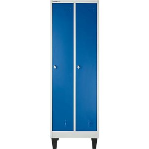 Schäfer Shop Pure Kleiderspind, 2 Abteile mit Hutboden/Kleiderstange/Kleiderhaken, Füße, Drehriegelverschluss, B 600 x T 500 x H 1850 mm, Stahlblech, lichtgrau/enz.blau Schäfer Shop Pure Kleiderspind, 2 Abteile mit Hutboden/Kleiderstange/Kleiderhaken, Füße, Drehriegelverschluss, B 600 x T 500 x H 1850 mm, Stahlblech, lichtgrau/enz.blau