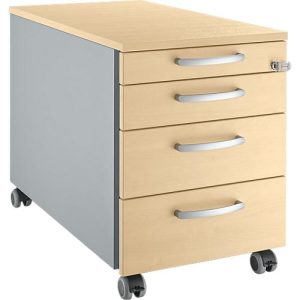 Schäfer Shop Pure Rollcontainer 1233, 3 Schübe & 1 Utensilienauszug, abschließbar, Rundgriffe, B 435 x T 765 x H 577 mm, weißalu/weißalu/Ahorn Schäfer Shop Pure Rollcontainer 1233, 3 Schübe & 1 Utensilienauszug, abschließbar, Rundgriffe, B 435 x T 765 x H 577 mm, weißalu/weißalu/Ahorn