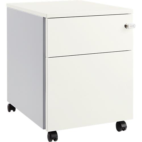 Schäfer Shop Pure Rollcontainer 36, Stahl/Holz, 1 Schub, weißaluminium/weißaluminium