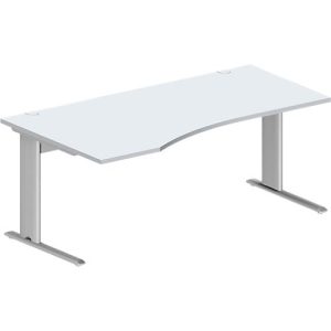 Schäfer Shop Pure Schreibtisch PLANOVA BASIC, Freiform, Ansatz links, C-Fuß, B 1800 x T 1000/800 x H 717 mm, lichtgrau/weißalu + Kabelkanal Schäfer Shop Pure Schreibtisch PLANOVA BASIC, Freiform, Ansatz links, C-Fuß, B 1800 x T 1000/800 x H 717 mm, lichtgrau/weißalu + Kabelkanal