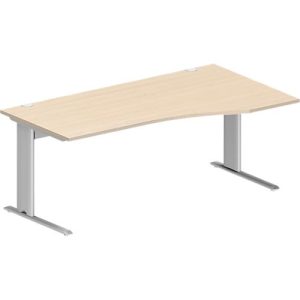 Schäfer Shop Pure Schreibtisch PLANOVA BASIC, Freiform, Ansatz rechts, C-Fuß, B 1800 x T 1000/800 x H 717 mm, Ahorn/weißalu + Kabelkanal Schäfer Shop Pure Schreibtisch PLANOVA BASIC, Freiform, Ansatz rechts, C-Fuß, B 1800 x T 1000/800 x H 717 mm, Ahorn/weißalu + Kabelkanal