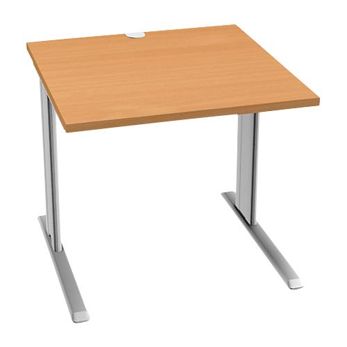 Schäfer Shop Pure Schreibtisch PLANOVA BASIC, Quadrat, C-Fuß, B 800 x T 800 x H 717 mm, Buche/weißaluminium + Kabelkanal