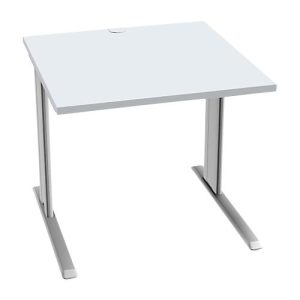 Schäfer Shop Pure Schreibtisch PLANOVA BASIC, Quadrat, C-Fuß, B 800 x T 800 x H 717 mm, lichtgrau/weißaluminium + Kabelkanal Schäfer Shop Pure Schreibtisch PLANOVA BASIC, Quadrat, C-Fuß, B 800 x T 800 x H 717 mm, lichtgrau/weißaluminium + Kabelkanal