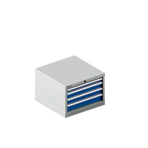 Schäfer Shop Pure Schubladenschrank 27-27, 4 Schubl., bis 200 kg, B 564 x T 572 x H 400 mm, enzianblau/lichtgrau