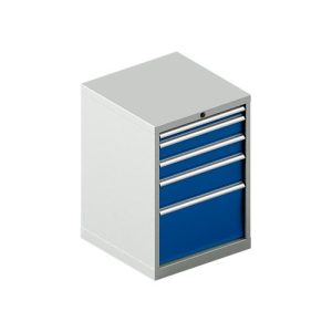 Schäfer Shop Pure Schubladenschrank 27-27, 5 Schübe, bis 75 kg, B 564 x T 572 x H 800 mm, enzianblau/lichtgrau