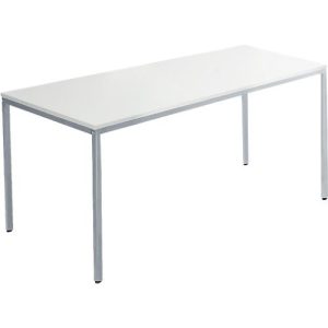 Schäfer Shop Pure Stahlrohrtisch, Rechteck, Quadratrohrfuß, B 1400 x T 800 x H 720 mm, lichtgrau/weißaluminium Schäfer Shop Pure Stahlrohrtisch, Rechteck, Quadratrohrfuß, B 1400 x T 800 x H 720 mm, lichtgrau/weißaluminium