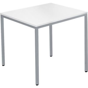 Schäfer Shop Pure Stahlrohrtisch, Rechteck, Quadratrohrfuß, B 800 x T 700 x H 720 mm, weiß/weißaluminium Schäfer Shop Pure Stahlrohrtisch, Rechteck, Quadratrohrfuß, B 800 x T 700 x H 720 mm, weiß/weißaluminium
