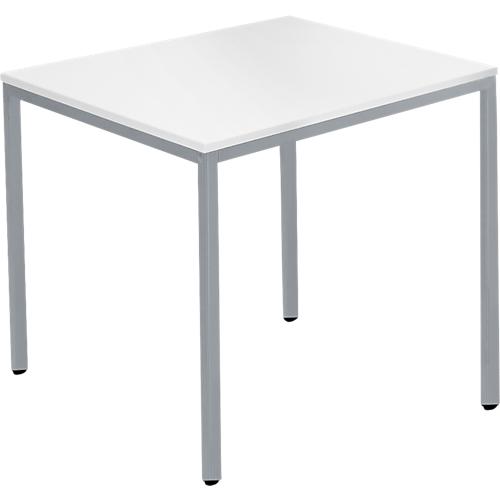 Schäfer Shop Pure Stahlrohrtisch, Rechteck, Quadratrohrfuß, B 800 x T 700 x H 720 mm, weiß/weißaluminium