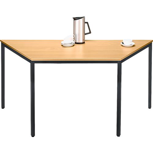Schäfer Shop Pure Stahlrohrtisch, Trapez, Quadratrohrfuß, B 1600 x T 690 x H 720 mm, Buche/schwarz