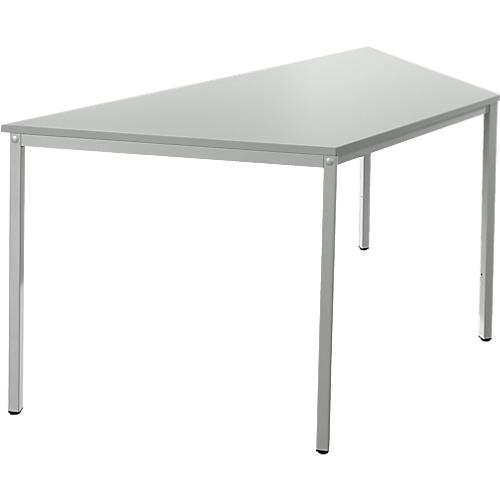 Schäfer Shop Pure Stahlrohrtisch, Trapez, Quadratrohrfuß, B 1600 x T 800 x H 720 mm, lichtgrau/lichtgrau
