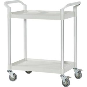 Schäfer Shop Pure Tischwagen, 2 Etagen, bis 200 kg, 2 Schiebebügel, Lenkrollen, Aluminium & Kunststoff, L 850 x B 480 x H 950 mm, Etagen lichtgrau Schäfer Shop Pure Tischwagen, 2 Etagen, bis 200 kg, 2 Schiebebügel, Lenkrollen, Aluminium & Kunststoff, L 850 x B 480 x H 950 mm, Etagen lichtgrau