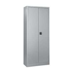 Schäfer Shop Pure Universalschrank, 5 OH, 4 Fachböden, abschließbar, B 800 x T 400 x H 1935 mm, Stahl, weißaluminium RAL 9006/weißaluminium RAL 9006