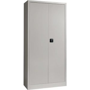 Schäfer Shop Pure Universalschrank, 5 OH, 4 Fachböden, abschließbar, B 950 x T 400 x H 1935 mm, Stahl, weißaluminium RAL 9006/weißaluminium RAL 9006