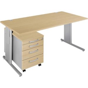 Schäfer Shop Select 2-tlg. Büromöbel-Set COMBITEC, Schreibtisch, B 1600 mm, Ahorn/weißalu + Rollcontainer 1233 Schäfer Shop Select 2-tlg. Büromöbel-Set COMBITEC, Schreibtisch, B 1600 mm, Ahorn/weißalu + Rollcontainer 1233