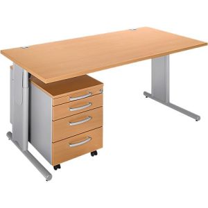 Schäfer Shop Select 2-tlg. Büromöbel-Set COMBITEC, Schreibtisch, B 1600 mm, Buche/weißalu + Rollcontainer 1233 Schäfer Shop Select 2-tlg. Büromöbel-Set COMBITEC, Schreibtisch, B 1600 mm, Buche/weißalu + Rollcontainer 1233