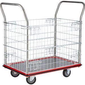 Schäfer Shop Select 213 Premium Plattformwagen mit Gitterrahmen, bis 370 kg, Kantenschutz, Gummimatte, schwarz/rot Schäfer Shop Select 213 Premium Plattformwagen mit Gitterrahmen, bis 370 kg, Kantenschutz, Gummimatte, schwarz/rot