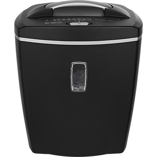Schäfer Shop Select Aktenvernichter SH 1021 CC, Partikelschnitt 5 x 18 mm, P-4, 21 l, 10 Blatt bzw. 1 CD Schnittleistung, schwarz