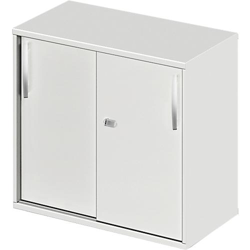 Schäfer Shop Select Ansatz-/Aufsatz-Schiebetürenschrank LOGIN, 2 Ordnerhöhen, B 800 x T 420 x H 726 mm, lichtgrau/lichtgrau