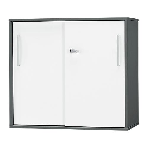 Schäfer Shop Select Anstell-/Aufsatz-Schiebetürenschrank SET UP, 2 OH, B 800 x T 420 x H 726 mm, graphit/weiß