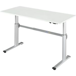 Schäfer Shop Select Arbeitstisch, elektrisch höhenverstellbar, Rechteck, C-Fuß, B 1800 x T 800 x H 725-1185 mm, lichtgrau/weißaluminium Schäfer Shop Select Arbeitstisch, elektrisch höhenverstellbar, Rechteck, C-Fuß, B 1800 x T 800 x H 725-1185 mm, lichtgrau/weißaluminium
