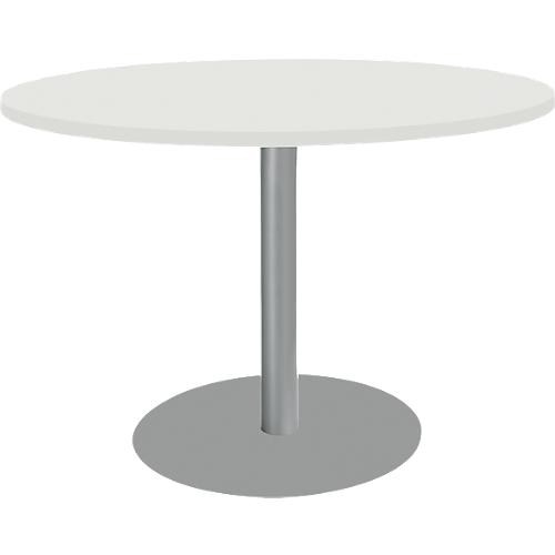 Schäfer Shop Select Besprechungstisch BST, bis 6 Personen, Kreis, Tellerfuß, B 1200 x T 1200 x H 617-817 mm, weiß/weißaluminium RAL 9006
