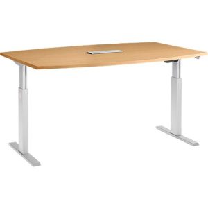 Schäfer Shop Select Besprechungstisch ERGO-T, mit Anschluss, elektrisch höhenverstellbar, Boot, T-Fuß, B 2000 x H 725-1185 mm, Buche/weißalu Schäfer Shop Select Besprechungstisch ERGO-T, mit Anschluss, elektrisch höhenverstellbar, Boot, T-Fuß, B 2000 x H 725-1185 mm, Buche/weißalu