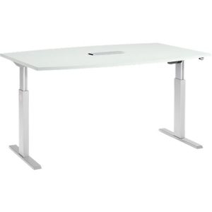 Schäfer Shop Select Besprechungstisch ERGO-T, mit Anschluss, elektrisch höhenverstellbar, Boot, T-Fuß, B 2000 x H 725-1185 mm, lichtgrau/weißalu Schäfer Shop Select Besprechungstisch ERGO-T, mit Anschluss, elektrisch höhenverstellbar, Boot, T-Fuß, B 2000 x H 725-1185 mm, lichtgrau/weißalu