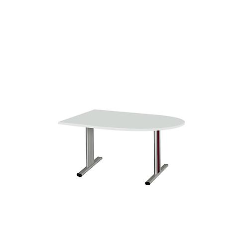 Schäfer Shop Select Besprechungstisch Planova Basic, Halbkreis, T-Fuß, B 1400 x T 1000 x H 717 mm, lichtgrau/weißaluminium RAL 9006