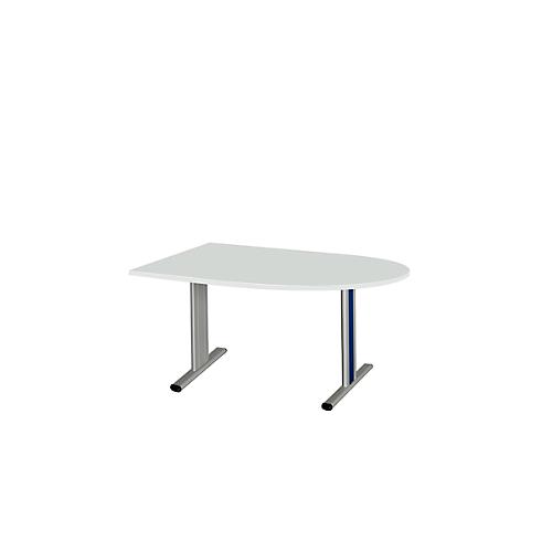Schäfer Shop Select Besprechungstisch Planova Basic, Halbkreis, T-Fuß, B 1400 x T 1000 x H 717 mm, lichtgrau/weißaluminium RAL 9006