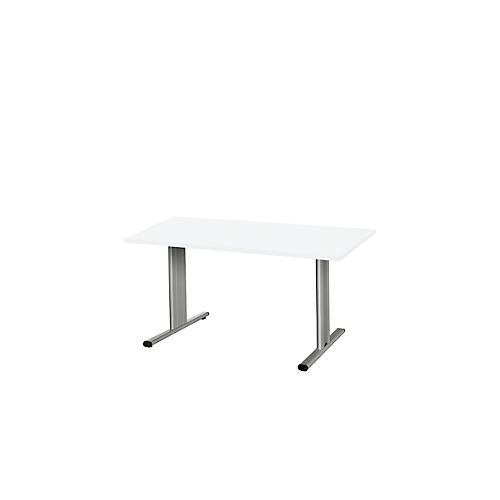 Schäfer Shop Select Besprechungstisch Planova Basic, Rechteck, T-Fuß, B 1400 x T 800 x H 717 mm, weiß/weißaluminium RAL 9006