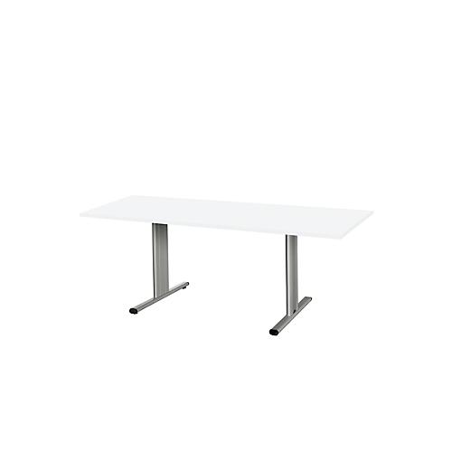 Schäfer Shop Select Besprechungstisch Planova Basic, Rechteck, T-Fuß, B 1800 x T 800 x H 717 mm, weiß/weißaluminium RAL 9006
