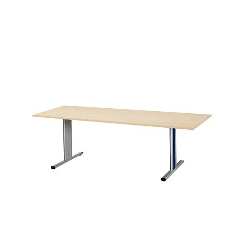 Schäfer Shop Select Besprechungstisch Planova Basic, Rechteck, T-Fuß, B 2000 x T 800 x H 717 mm, Ahorn/weißaluminium RAL 9006