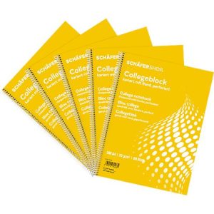 Schäfer Shop Select Collegeblöcke, DIN A4, 80 Blatt, 5 Stück, weiß