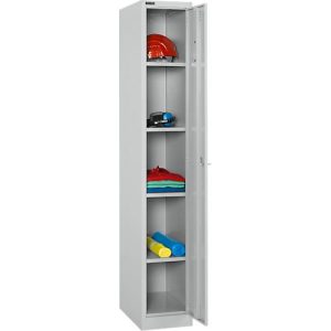 Schäfer Shop Select Garderobenspind, 1 Abteil, 1-türig, 4 Einlegeböden, B 300 x T 457 x H 1800 mm, Qualitätsfeinblech, abschließbar Schäfer Shop Select Garderobenspind, 1 Abteil, 1-türig, 4 Einlegeböden, B 300 x T 457 x H 1800 mm, Qualitätsfeinblech, abschließbar