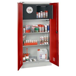 Schäfer Shop Select Gefahrstoffschrank, Stahl, B 950 x T 500 x H 1935 mm, 2 Einlegeböden, 1 x 18 l Wanne, mit Sicherheitsfach Typ 30 Schäfer Shop Select Gefahrstoffschrank, Stahl, B 950 x T 500 x H 1935 mm, 2 Einlegeböden, 1 x 18 l Wanne, mit Sicherheitsfach Typ 30