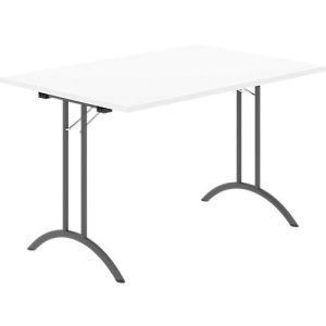 Schäfer Shop Select Klapptisch, Rechteck, Doppel-T-Fußgestell, Spezial-Klappbeschlag & Bodenausgleich, B 1200 x T 700 x H 720 mm, weiß/anthrazit