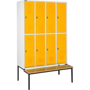 Schäfer Shop Select Kleiderspind, 4×2 Abteile, m. Sitzbank, 300mm, Drehriegelverschluss, Tür rapsgelb Schäfer Shop Select Kleiderspind, 4×2 Abteile, m. Sitzbank, 300mm, Drehriegelverschluss, Tür rapsgelb