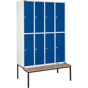Schäfer Shop Select Kleiderspind, 4×2 Abteile, m. Sitzbank, 300mm, Zylinderschloss, Tür enzianblau Schäfer Shop Select Kleiderspind, 4×2 Abteile, m. Sitzbank, 300mm, Zylinderschloss, Tür enzianblau