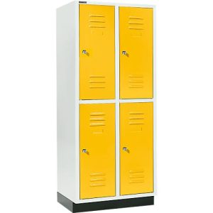 Schäfer Shop Select Kleiderspind, mit 2 x 2 Abteilen, 400 mm, mit Sockel, Zylinderschloss, Tür rapsgelb Schäfer Shop Select Kleiderspind, mit 2 x 2 Abteilen, 400 mm, mit Sockel, Zylinderschloss, Tür rapsgelb