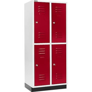 Schäfer Shop Select Kleiderspind, mit 2 x 2 Abteilen, 400 mm, mit Sockel, Zylinderschloss, Tür rubinrot Schäfer Shop Select Kleiderspind, mit 2 x 2 Abteilen, 400 mm, mit Sockel, Zylinderschloss, Tür rubinrot