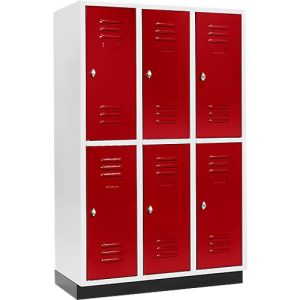 Schäfer Shop Select Kleiderspind, mit 3 x 2 Abteilen, 400 mm, mit Sockel, Drehriegelverschluss, Tür rubinrot Schäfer Shop Select Kleiderspind, mit 3 x 2 Abteilen, 400 mm, mit Sockel, Drehriegelverschluss, Tür rubinrot