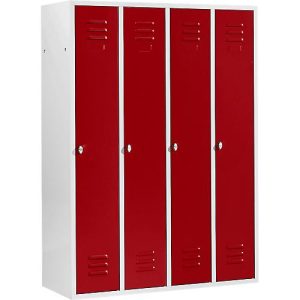 Schäfer Shop Select Kleiderspind mit 4 Abteilen, Drehriegelverschluss, lichtgrau/rot