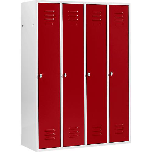 Schäfer Shop Select Kleiderspind mit 4 Abteilen, Drehriegelverschluss, lichtgrau/rot