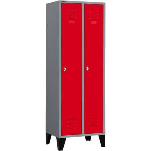 Schäfer Shop Select Kleiderspind mit Füßen, Drehriegelverschluss, hellsilber/rot