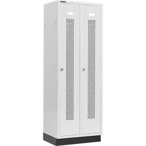 Schäfer Shop Select Kleiderspind, mit gelochten Streifen, 2 Abteile, 300 mm, mit Sockel, Drehriegelverschluss, Tür lichtgrau Schäfer Shop Select Kleiderspind, mit gelochten Streifen, 2 Abteile, 300 mm, mit Sockel, Drehriegelverschluss, Tür lichtgrau